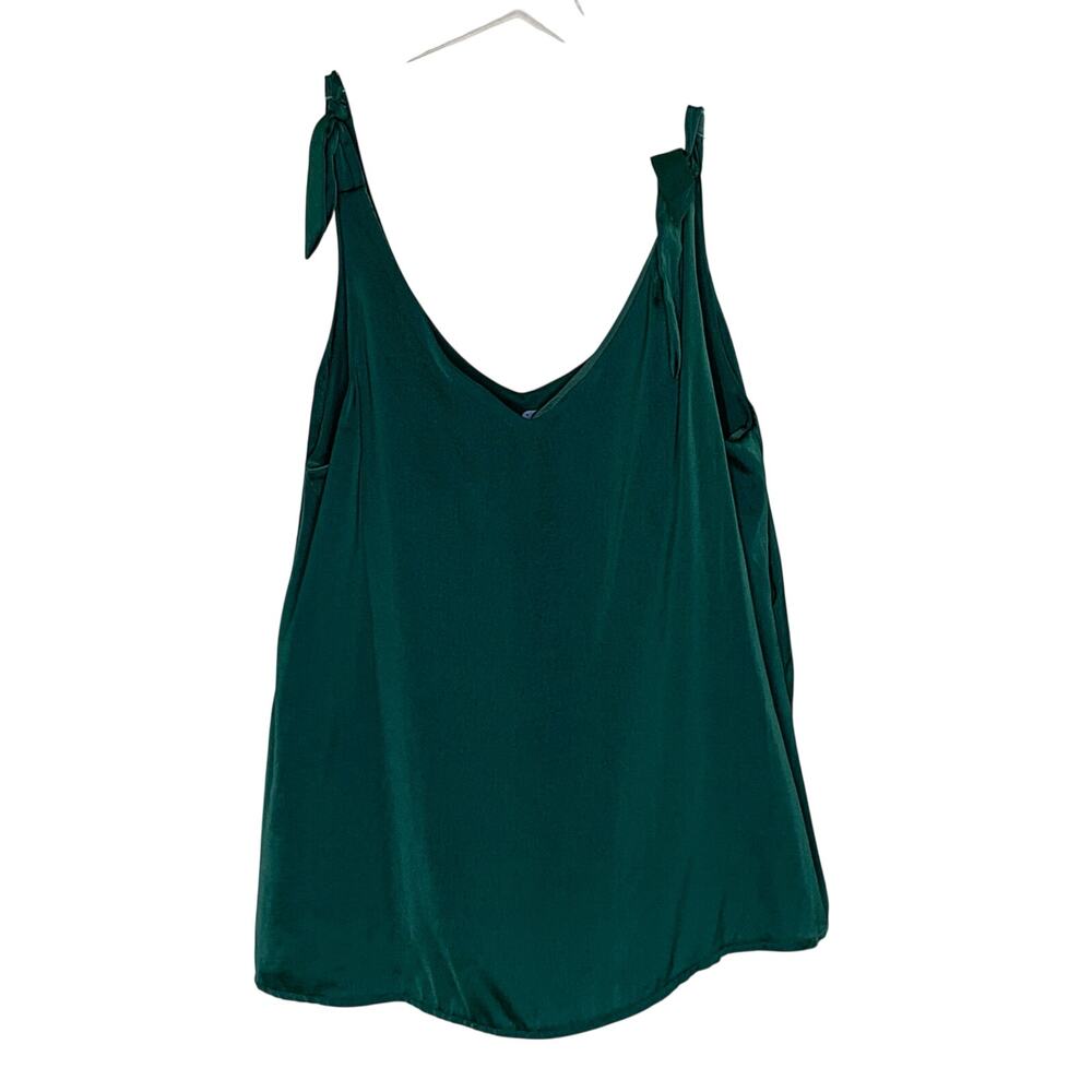 Tie-Shoulder V-Neck Tank Top - Forest Green